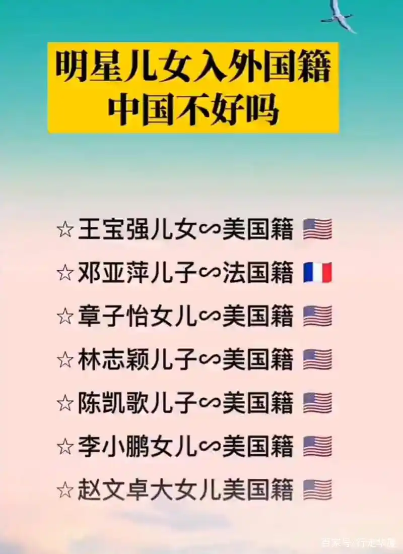 名人,明星及子女加入外国籍,阵容庞大