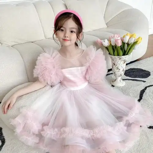 高定女童重工高雅礼服裙公主裙蓬蓬纱长裙生日演出服连衣裙子￥109