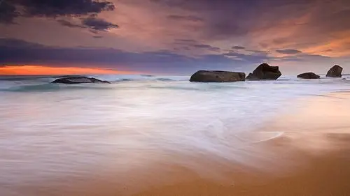 紫色的天空海滩-高清桌面壁纸-1366x768下载