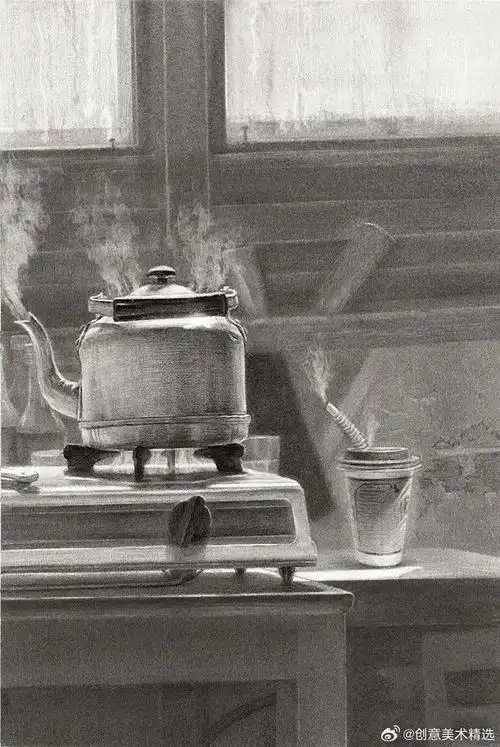构图与黑白灰的魔力——设计感十足的一组场景素描.#手绘##素描