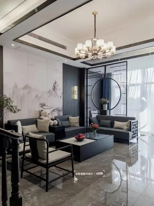 360m05#合肥别墅装修#新中式风格#室内设计#别墅客厅#合肥装修#别墅