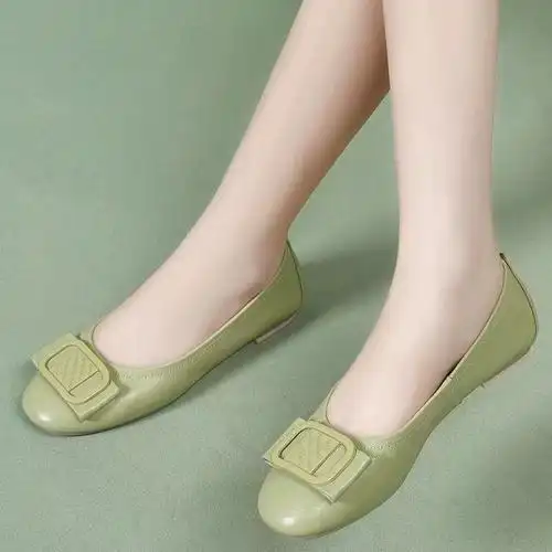 断码清仓浅口单鞋2023新款女软皮软底春秋女鞋夏豆豆鞋真皮平底鞋