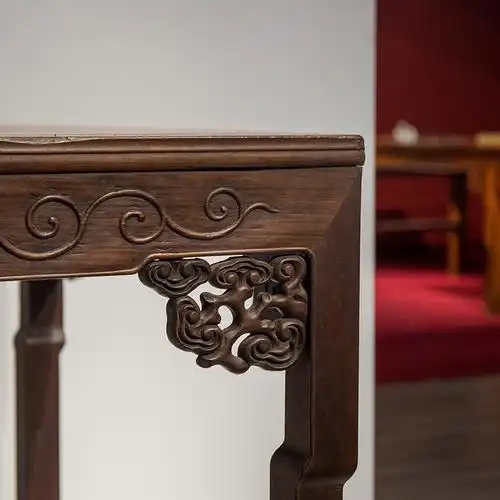 清代红木无束腰灵芝纹八仙桌古典中式复古餐桌方桌子古董家具收藏