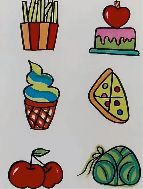 创意数字画薯条蛋糕各种小吃简笔画.简笔画教学-度小视