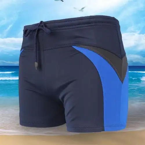 男士泳裤成人速干大码游泳裤防尴尬宽松泳裤游泳装备男游泳裤平角藏青