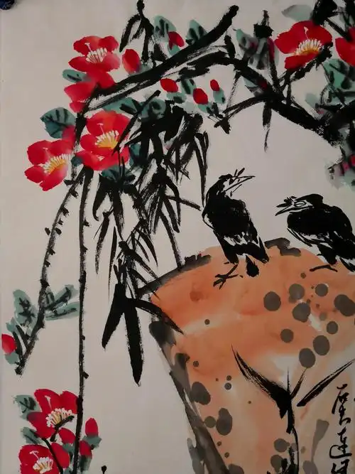 大写意花鸟画享誉画坛《郭石夫》花鸟画 保真 拍品编号:31875446