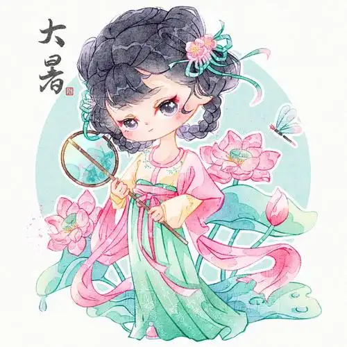 二十四节气拟人插画大暑