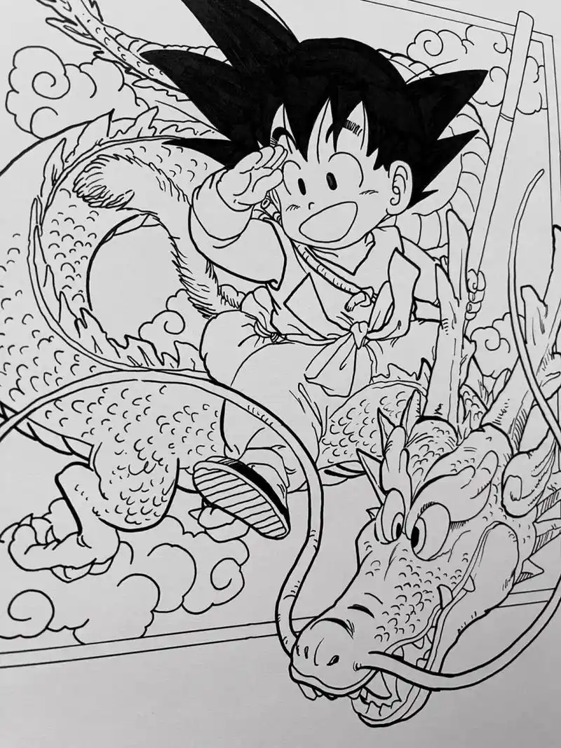 手绘七龙珠线稿|悟空|黑白漫画风 这也是你们的青春吗?