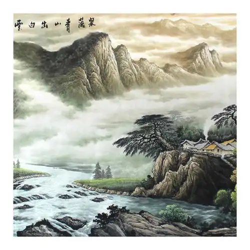 曾刚《云山飞瀑》重彩画山水名家