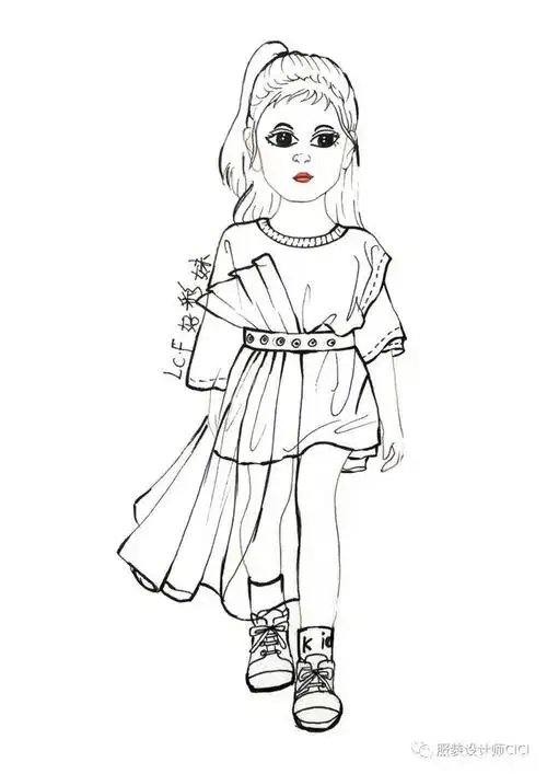 服装培训学校,儿童服装线稿图 效果图