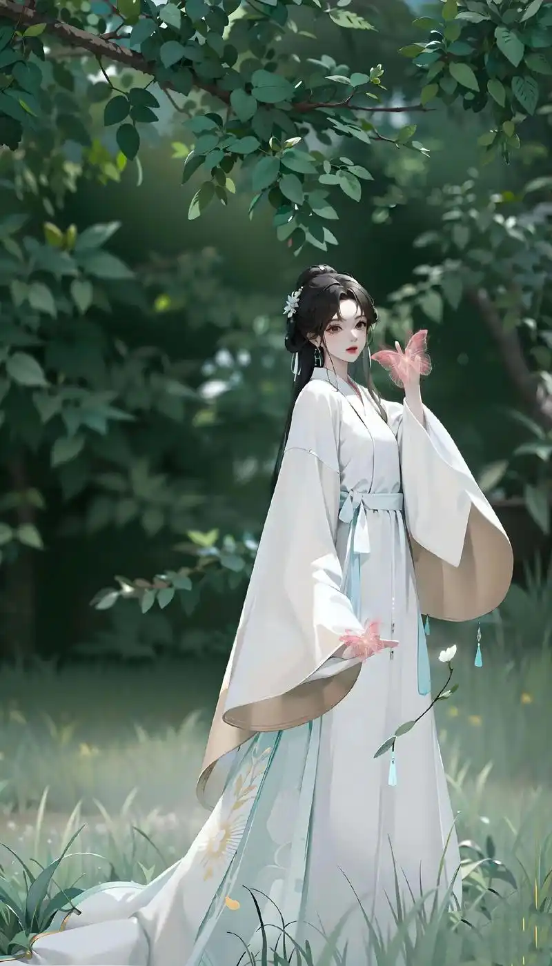 古风美女·白色汉服.#国风古韵 #汉服 #唯美古风壁纸 #美 - 抖音