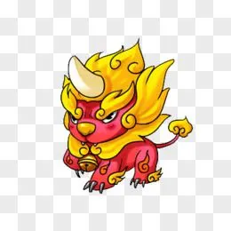 年兽卡通图pngpsd手绘卡通年兽剪纸素材pngpsd小孩放鞭炮吓年兽png