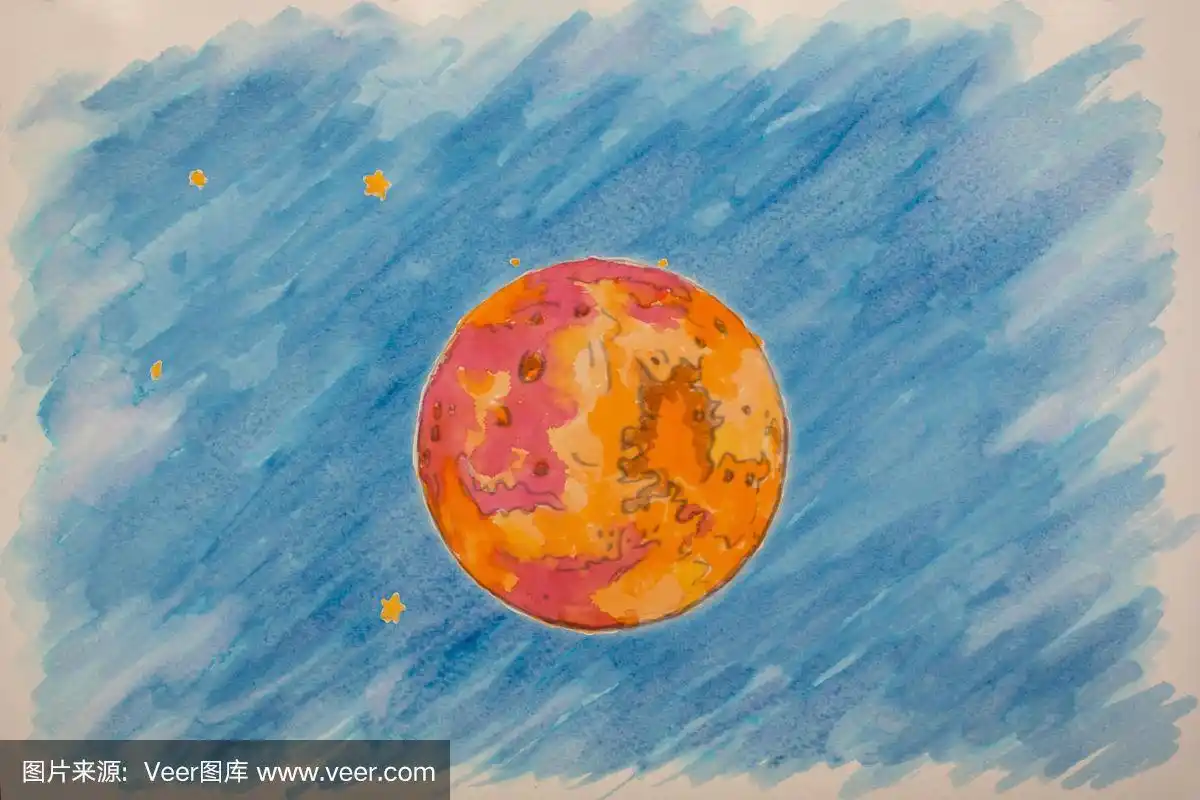 火星,水彩画,纹理效果,水彩颜料,水彩画颜料