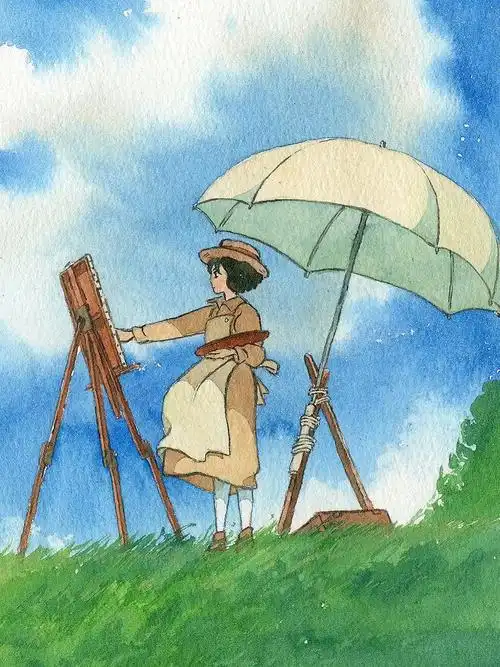 起风了,唯有努力生存_水彩画_绘画_宫崎骏_水彩_兴趣爱好_绘画