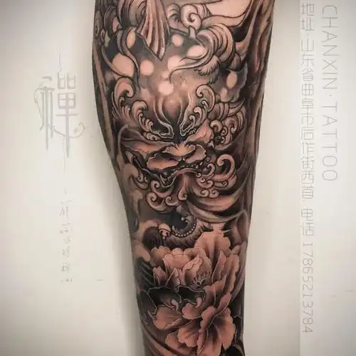 唐狮客人去年找我做的小腿外侧_纹身吧社区 - 纹身大咖