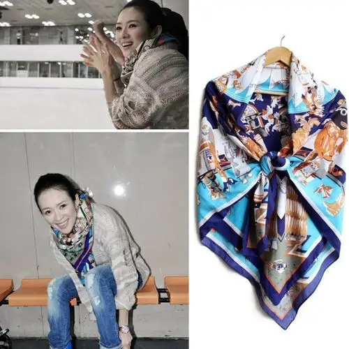 批发 章子怡同款 丝巾 斜纹绸围巾 女 神话 大方巾 披肩两用图片_1