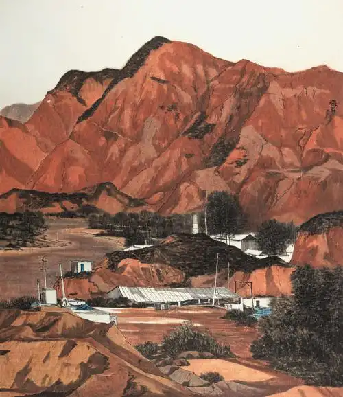 《丹霞夕照》2019年第二届"邮驿路 运河情"全国美术作品展(中国画)入