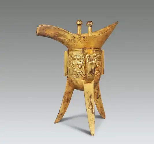 4253铜鎏金爵杯
