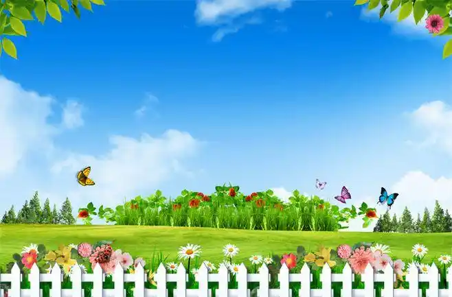 蓝天白云草地野花psd分层素材 - 素材中国16素材网