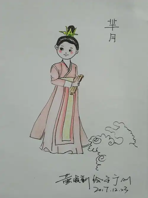 原创q版彩铅古装萌系人物芈月传芈月2