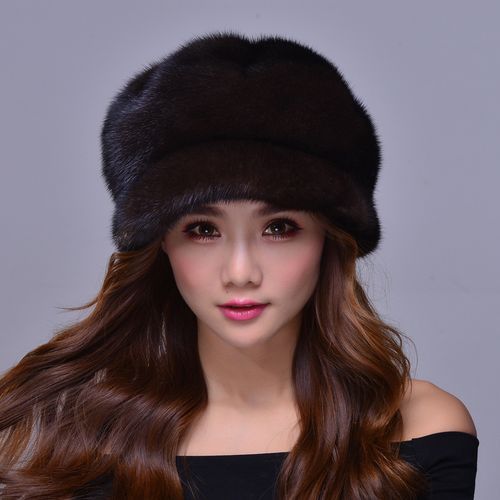 中老年进口水貂皮帽子女士貂毛冬季护耳整貂皮草帽子裘皮鸭舌棉帽
