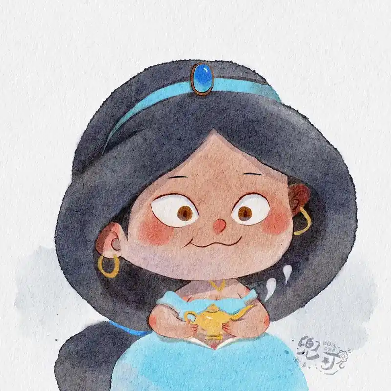 迪士尼公主系列(水彩真是令人头大)#插画分享 - 抖音