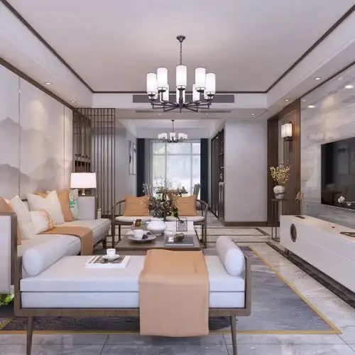 快的新中式风格,没有传统中式深色的家具,色彩和造型更加现代#新中式