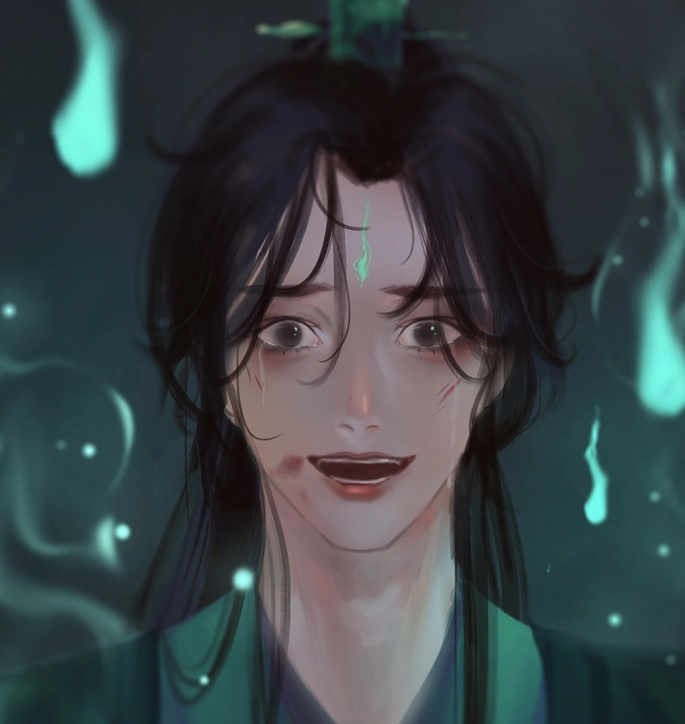 原创当天官赐福遇上厚涂画风花城气质多变戚容神情很悲伤