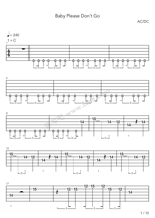 吉他谱 - baby please dont go