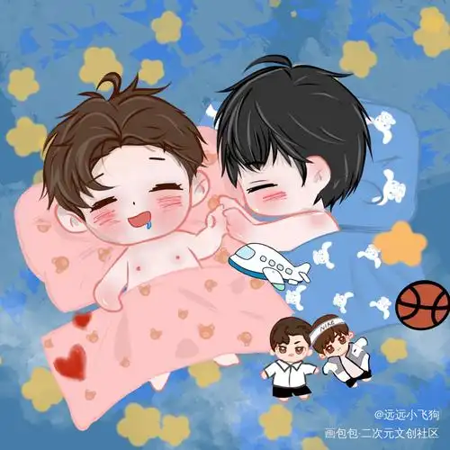 睡觉也要拉小手手呢_188男团李玉简隋英平涂日系我要上首推头像插画