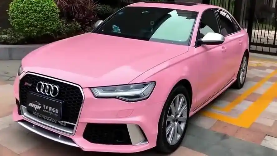 广东女富婆定制粉红奥迪rs6有钱就是好办事羡慕