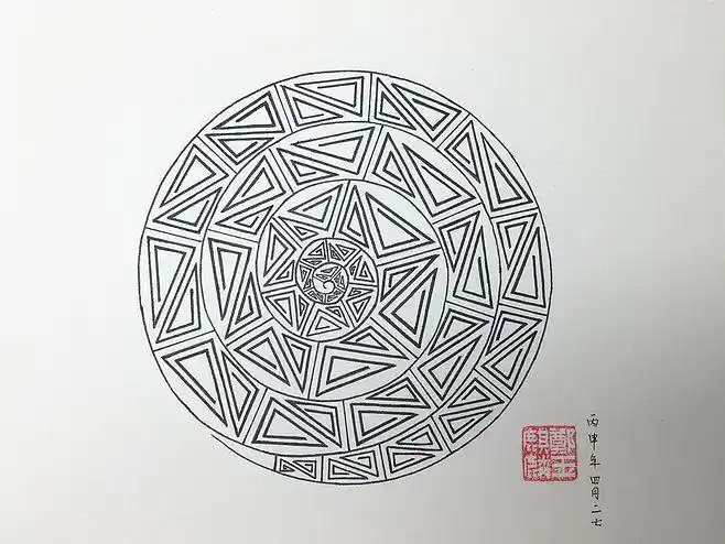 手绘纹样纹样设计几何纹中国传统纹样黑白画线描画