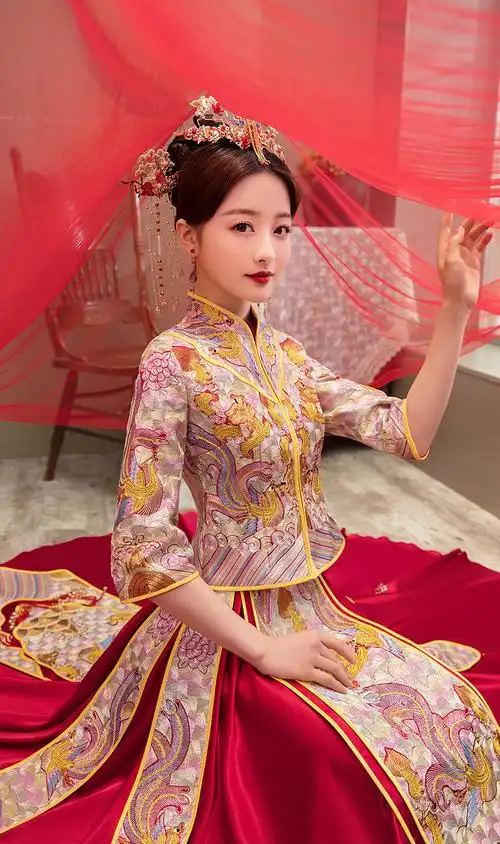 秀禾服新娘2021年新款敬酒服中式结婚龙凤褂显瘦秀禾女禾秀服夏季2008