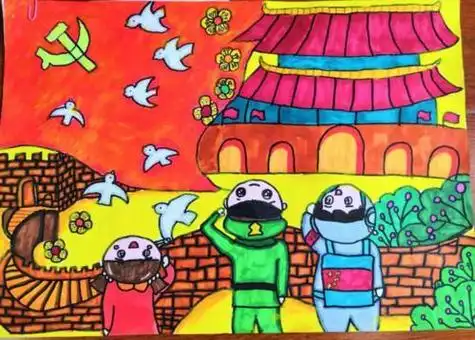 3年级学生传承红色基因简笔画