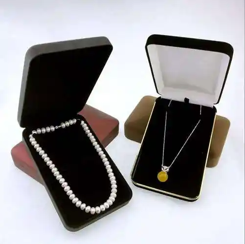 批发定制珍珠项链天鹅绒首饰盒戒指珠宝套装女孩婚礼礼盒