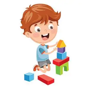 欧美钙图解儿童玩积木的矢量图解照片