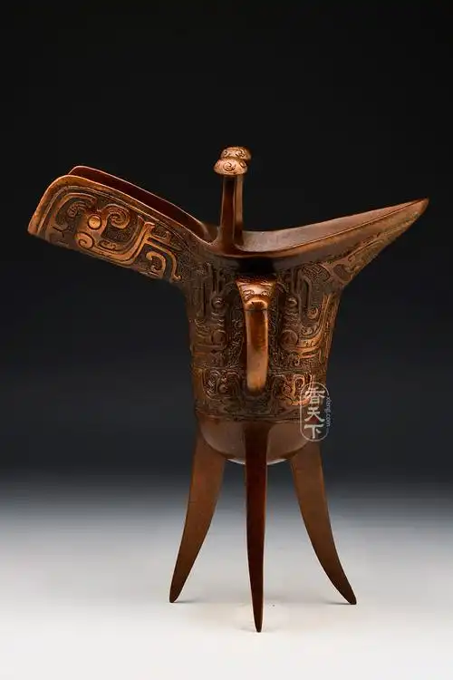 作品详情 饕餮纹爵杯作品描述  铜艺世家三瑞堂新品