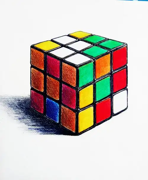 strong>魔方 /strong>手绘魔方亲子益智简笔画:教你画3彩色魔方,学习