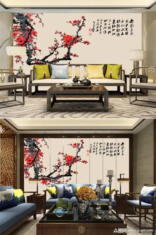 梅花电视背景墙