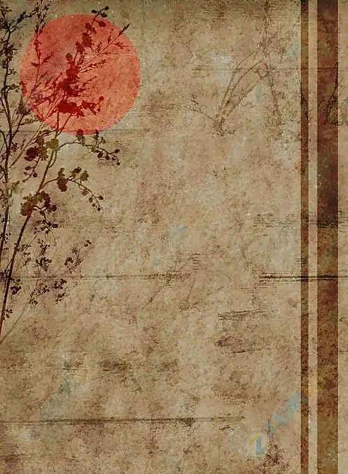 创意复古树枝红日背景高清图片下载-找素材