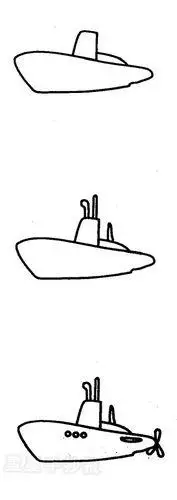 简笔画鲨鱼潜艇