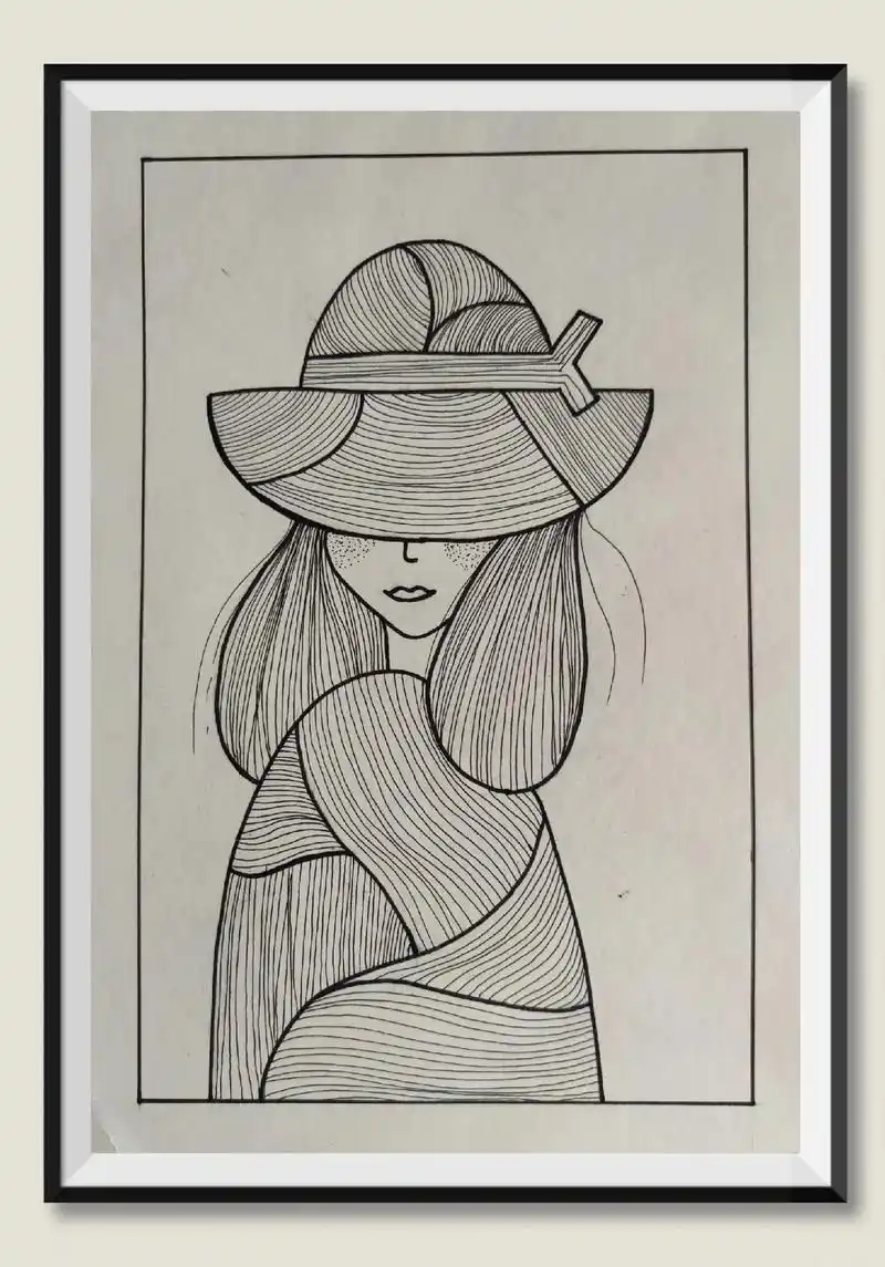 【简约线描装饰画&主题:人物9999】7315 @【张绫菲&美术 - 抖