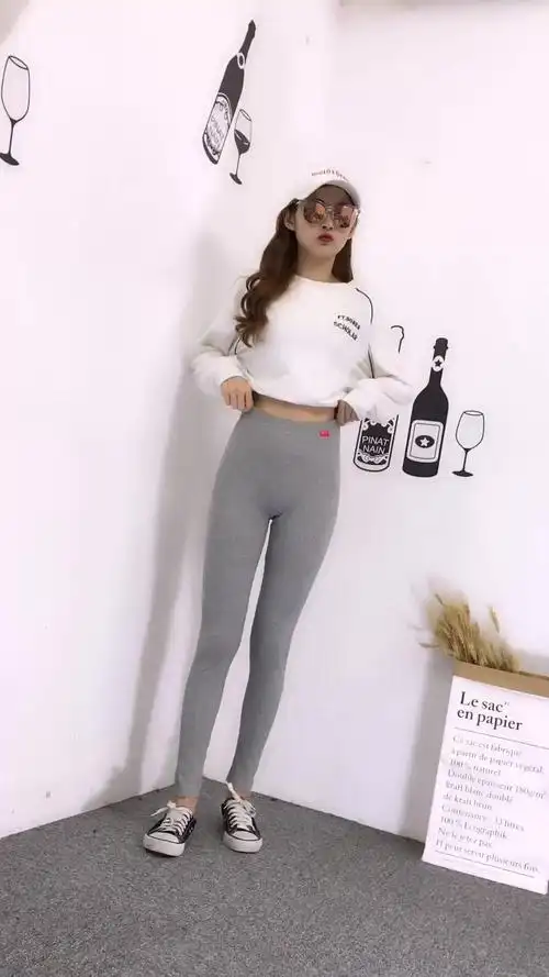 【螺纹打底裤】春季新款外穿打底裤 修身显瘦加长小脚裤紧身女裤