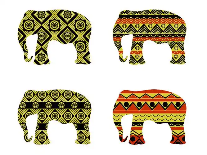 印度象图案的颜色为黑黄相间图片