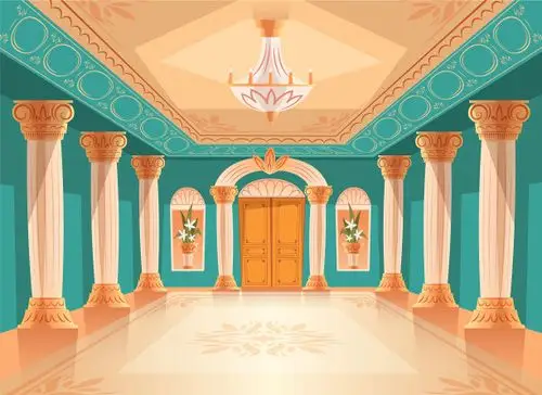 背景,卡通,宫殿,城堡,舞厅正版矢量图素材下载