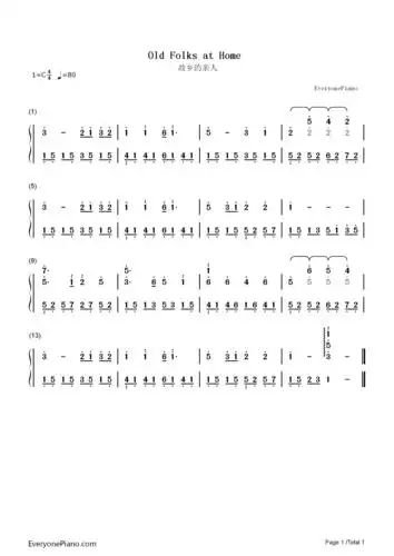 故乡的亲人双手简谱预览1