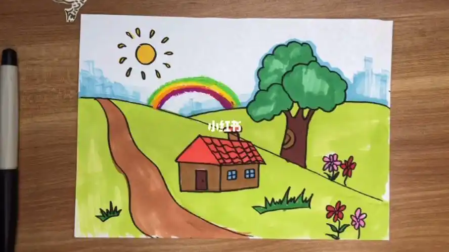 炭笔风景画原稿风景画简笔画教程简笔画教程文化春风景画儿童简笔画