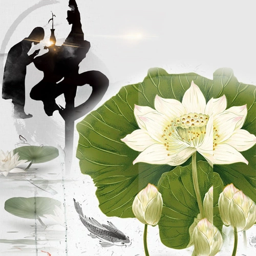 白色荷花中国风佛教宗教用品psd分层主图