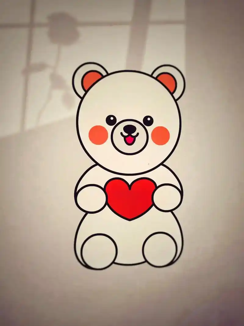 图文伙伴计划 爱心小熊这样画,一学就会!#简笔画教程 #幼 - 抖音
