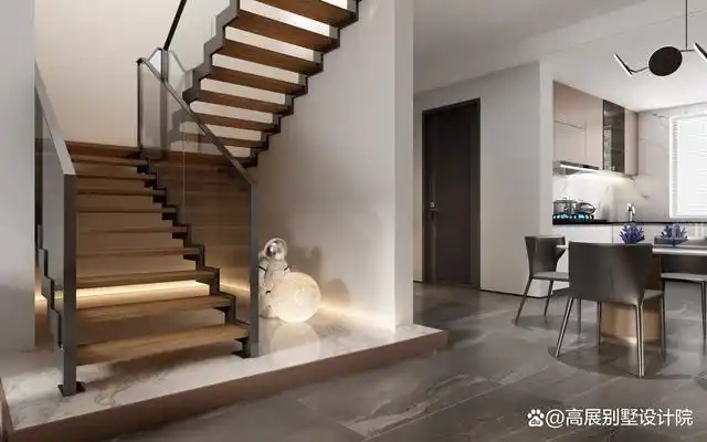 230m叠墅|玄关楼梯双造景,背景墙是心头好